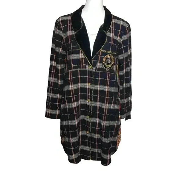 Aratta Silent Journey House Of Romanov Tunic Dress Size S Velvet Plaid Floral - Picture 1 of 7